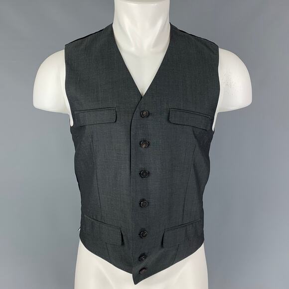 CLOAK Size S Charcoal Wool Mohair Buttoned Vest - Picture 1 of 1
